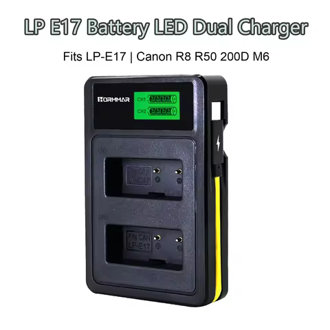 LP-E17 LP E17 Dual LED USB Battery Charger with Type C Port for Canon Cameras EOS 750D 760D T6i T6s 