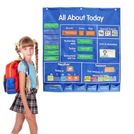 fangzi Calendar Pocket Chart School Classroom with Date Month Year Week Season Weather Event Cards T
