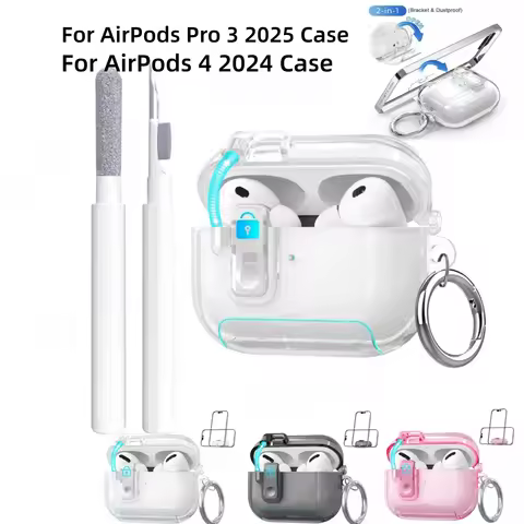 For AirPods Pro 3 Transparent Case with Safety Lock Shockproof Soft TPU Skin For AirPod 4 Case Airpo