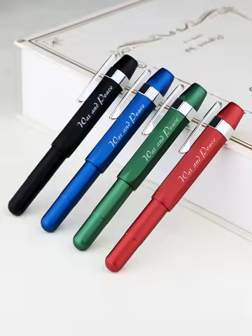 Majohn Alpha Aluminum Alloy Vintage Travel Short Fountain Pen EF/F/Bent Nib Office School Stationery