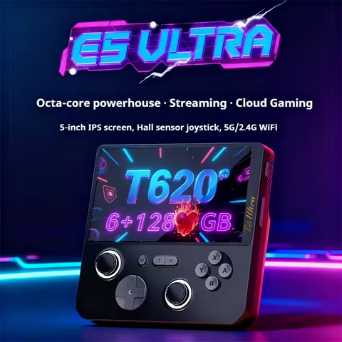 E5 Ultra Dual-System Handheld Game Console with Hall Joystick 5-Inch IPS Screen WiFi Bluetooth PSP C