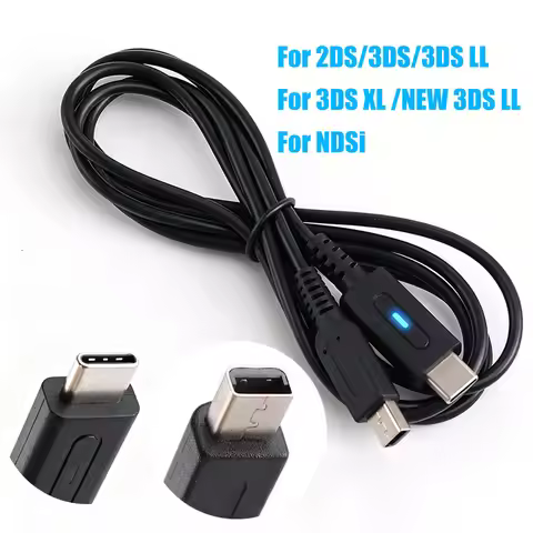 For 2DS 3DS LL XL NEW 3DS LL XL NDSi Controller Charging Adapter USB C Convert Cord Power Cable 1.2m