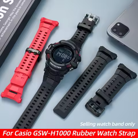 For Casio G-shock GSW-H1000 Rubber Watch Strap Men Waterproof Sport WatchBand GSW-H1000-1A Black Red
