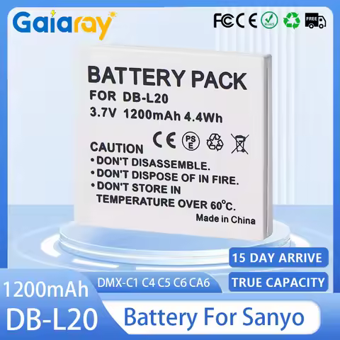 DB-L20 1200mAh Camera Rechargeable Battery for Sanyo Xacti DMX-C1 C4 C5 C6 CA6 CA8 CA9 CG5 CG6 CG9 D