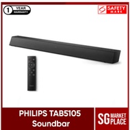 Philips TAB5105 Soundbar. 2.0 Channel. 30W. 3 Sound Modes. Bluetooth 4.2. HDMI(ARC). Optical. AUX Inputs. Local SG Stock. Safety Mark Approved. 1 Year Warranty.