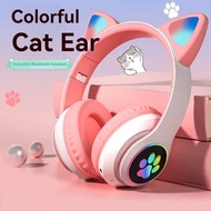 Cat Ear Luminous Bluetooth Headset Head-mounted Bluetooth Headset Gaming Headset Noise Reduction Mobile Phone Wireless Foldable