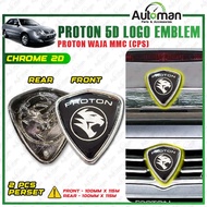 Proton 2D 3D 5D Logo Emblem Badge Proton Waja CPS Front Rear Grille Carbon Black Chrome Accessories