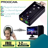 Proocam USB B7.1 USB sound card USB7.1 Computer USB sound card notebook Microphone 1 Year Warranty A