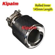 Curly End Carbon Fiber Exhaust Tip Silver Muffler Pipe with Hollow Akrapovic Logo for Car Universal TailPipe