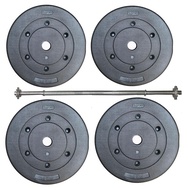 Bộ đòn tạ dài 1m5 và 40kg tạ miếng nhựa đen (4 miếng 10Kg)