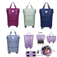 【 HARGA BORONG】Large Capacity Roller Travel Bag Portable Double Layer Extendable Bag Foldable Weeken