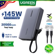UGREEN 145W/67W/45W 20000mAh Nexode PowerBank with Built in Cable PD 3.0 Super Fast Charging iPhone 