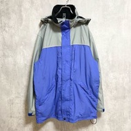 古著 Gerry 長袖標誌刺繡山地派克大衣，尼龍夾克，藍色和灰色，M 碼