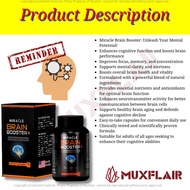 MIRACLE BRAIN BOOSTER - Supports Brain Health Mental Alertness Concentration and Focus Natural Energ