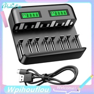 [HoME&life] 8-Bay NiMH Battery Charger Battery Charger LCD Smart NiMH Charger with USB-C