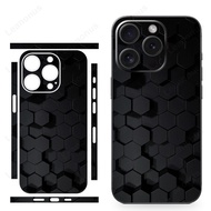 Đen thiết kế vết nứt Da Đối Với iPhone 15 16 14 13 12 11 Pro Max XS X XR Decal Trở Lại miếng bảo vệ