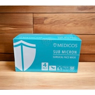 Medicos Ultra Soft 4Ply Sub Micron Surgical Face Mask 50pcs SEA BLUE