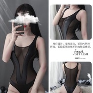 情趣內衣sexy lingerie 漆皮網紗拼接連身衣 502