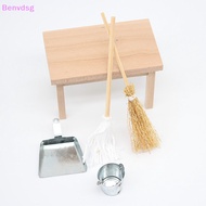 Benvdsg&gt; 1/12 Dollhouse Broom Dustpan Mop Metal Pail Kit Dollhouse Mini Cleaning Tool Accessories Dolls House Decor Pretend Play Toy well