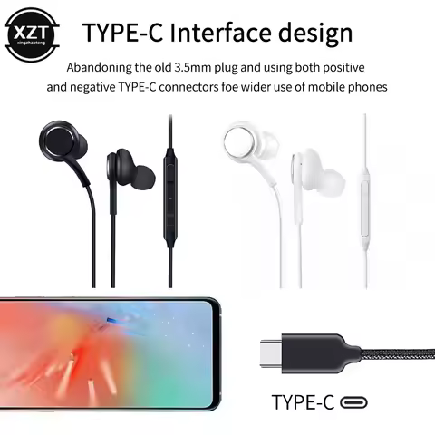 In-ear Earphones EO IG955 Headset Type c with Mic Wired Music for Samsung Galaxy A8S Note 10 Huawei 