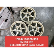 USED SPORT RIM 16 INCH 4X100 PCD SSR RM180 1BIJI BOLEH IN SPARE TAYAR