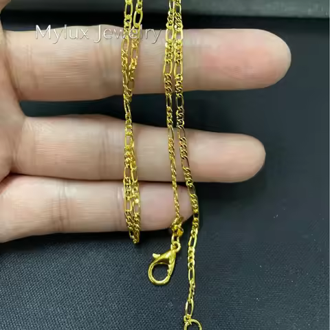 Mylux Jewelry Luxury 24K 9999 Pure Gold real gold Width 2MM three to one unisex geometric Cuban chai