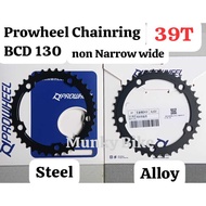 Prowheel Chainring Double 130 39T Non Narrow Wide ChainBcd Ring 130 Alloy Steel