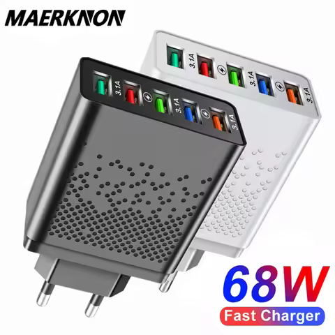 68W 5 Ports USB Charger Quick Charge EU/US Plug Wall Charger Fast Charging For IPhone Samsung Xiaomi