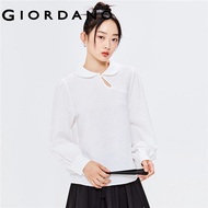 Giordanoผู้หญิง เสื้อเชิ้ตคอปกแขนยาวลายจีนปุ่มแพน Free Shipping 18342621