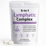 6 in 1 Lymphatic Complex Capsules – Lymphatic drainage with Burdock, Dande, Kelp Cleavers for Reduce