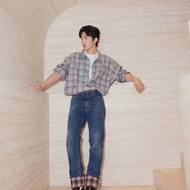 ฤดูใบไม้ร่วงลายลายสก๊อต Maison Magil ผู้หญิงเสื้อปุ่มลง Sunset Glow เสื้อคํากับ Qingbai สไตล์จากจีน