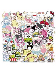 Sanrio 50 件官方*乙烯基貼紙防水防紫外線防刮擦非常適合媽媽爸爸祖母父親老師姐妹兄弟朋友有趣的情人節禮物Badtz-Maru Pompompurin 小雙星 Mimmy Hangyodon 燕尾服 Sam Rilakkuma