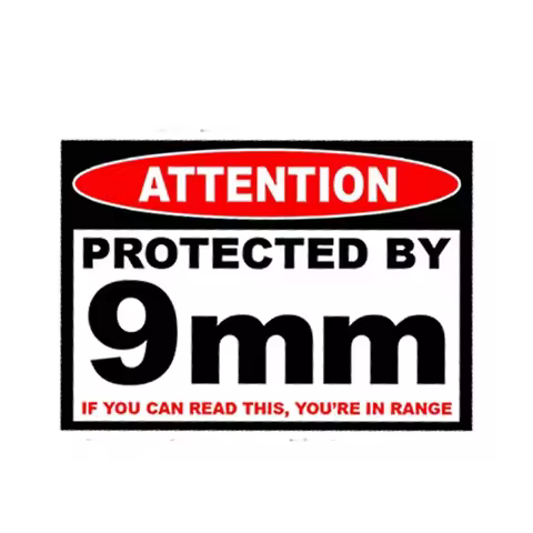 Car Styling Protected 9 Mm Warning Sticker Pistol Gun Case Safe Ammo Box 9mm Amendment Car Sticker 1