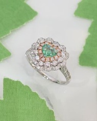 新品nice💚！ 0.51ct Green Diamond Ring/ Pendant ！ AGL cert, 18k gold & 0.70ct white diamond  Price 21800
