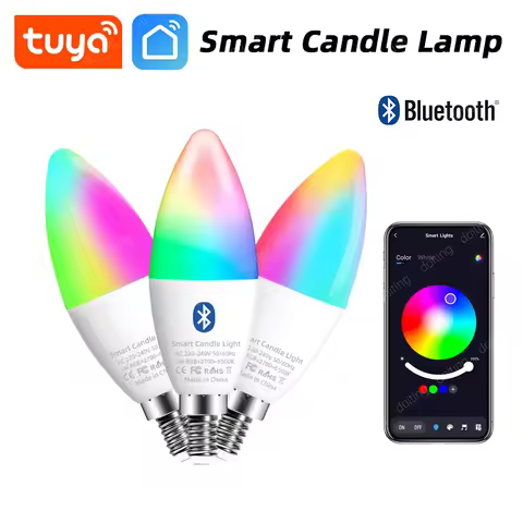 E14 Bluetooth Wifi Tuya Smart Led Chandelie Light Bulb RGB Color Change Lamps Smart Life APP Dimmabl