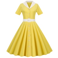 Retro Short Sleeved Dress Casual 50S Dress
