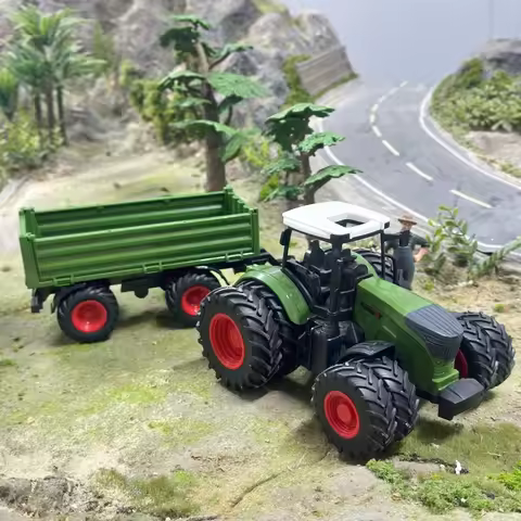 16.5 Inches/42cm Large Farm Tractor Toys With Trailer, Realistic Farm Tractor Set For Christmas Birt