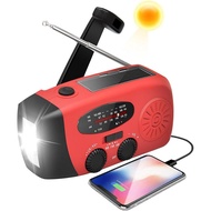 Radio Solar Radio, AM/FM Radio, Emergency Solar Radio with Hand Crank, 2,000mAh Power Bank, LED Flas