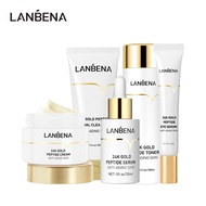 นาฬิกา LANBENA 24K Gold Peptide Essence Set ชุดยกกระชับผิวครีม Toner Cleanser Eye Serum ชุดซ่อม skin Care As the picture