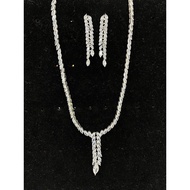 Silver Fashion Diamond Necklace AND Silver Fashion Diamond Earrings (SET)