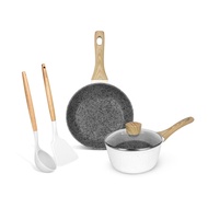 CYPRUZ PI-0911 PAKET GRANITE COOKWARE / BASIC SET WHITE GRANITE