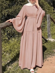 M ~ XXL ผู้หญิงมุสลิมยาวแขนยาวปุ่มเสื้อคลุมมุสลิมผู้หญิงชุดเดรสแม็กซี่ Baju Raya เสื้อผ้ามุสลิม Juba