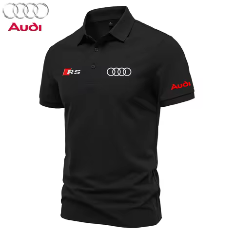 2025 high-quality T-shirt lapel shirt, Audi car 4S shop assistant short sleeved shirt, fashionable s