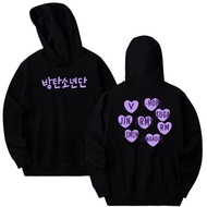 Kpop Bts Hoodie Bangtan Member Love Purple Front Print Hangul Writing Premium Cotton Long Sleeve Swe