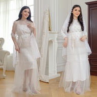 NAMELIS Sophie Dress - Luxurious White Embroidered Tile Party Dress for Engagement, Pre-Wedding, Isl