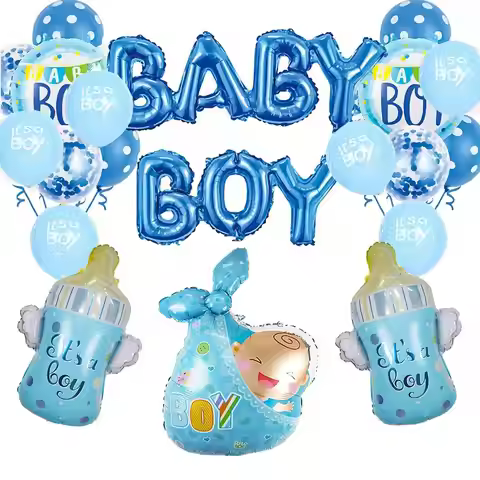 21pcs Baby Shower Decorations for Gendar Reveal Foi Balloons Baby Boy Balloons Decorations It's A Bo