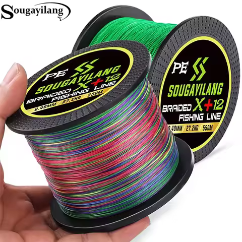 Sougayilang Fishing Line 550M 350M 150M Multicolour PE Braided Wire X4/X8/X12 Strand Super Strong Mu