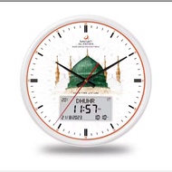 JAM AZAN DINDING BULAT AL FATIHA CLOCK, WITH DIGITAL LCD DISPLAY, AZAN TIME REMINDER