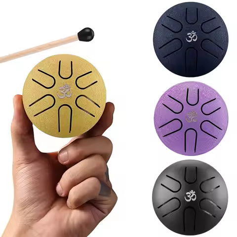 Hluru Steel Tongue Drum Portable Rain Drum Hand Pan Drum Percussion Musical Instruments 3 Inch 6 Not