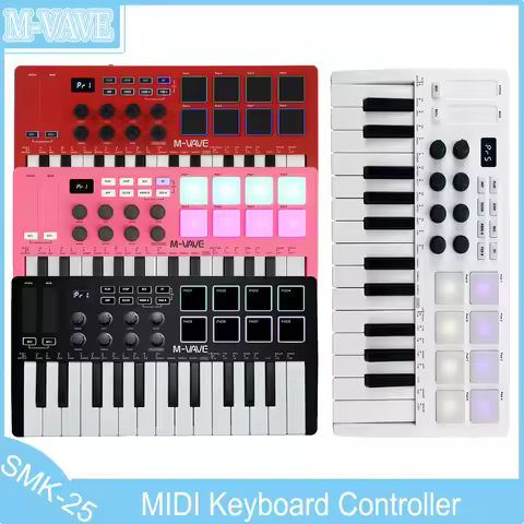 M-VAVE 25-Key MIDI Control Keyboard SMK-25 Mini USB Keyboard MIDI Mini Portable USB Rechargeable Key